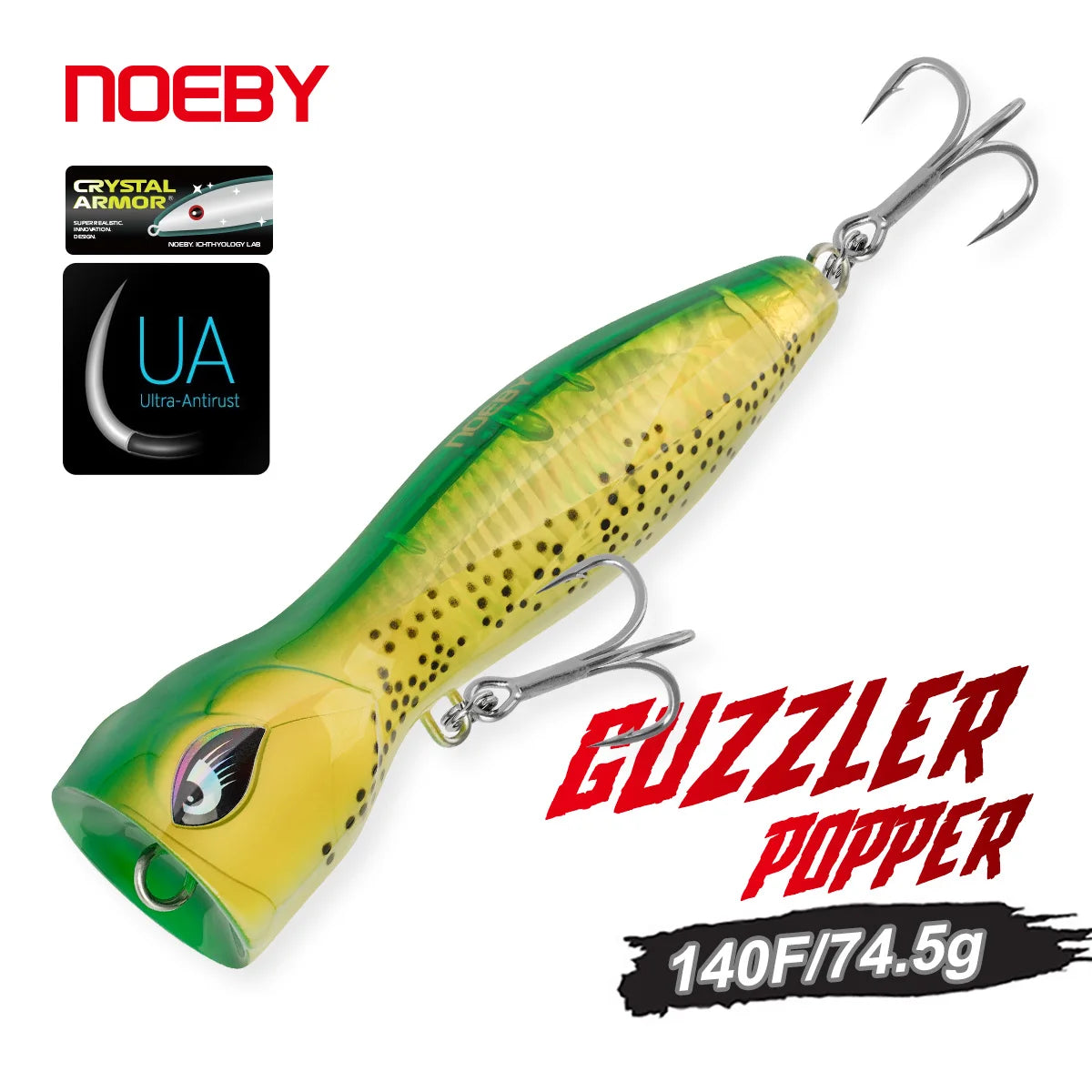 NOEBY 140F/74.5g Offshore Inshore Fishing Popping Lures Sparkling Internal Holographic Foil Saltwater for Tuna Kingfish