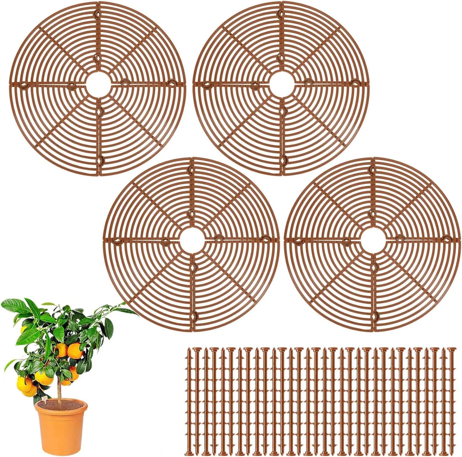 Plant Protectors From Animals Cuttable Flower Pot Cover Soil Cover for Indoor Plants Anti-rollover with Safety Stake