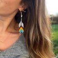 Go2boho Bohemian Rainbow Beads Earrings MGB Beads Ear Rings with Feather Shape Tassel and Gold Hook Jewelry Gift for Women