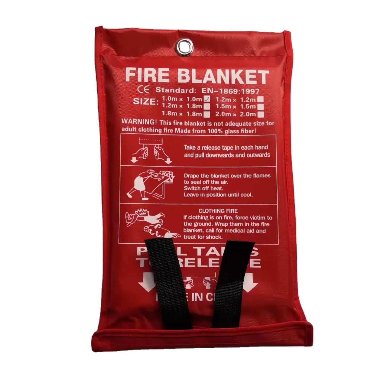 China Factory 430GSM Emergency Firefighting 1m*1m  Anti Fire Blanket EN1869 Standard Fire Blanket for Kitchen & Home Use