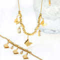 New Tarnish Free 18K Gold Plated 316 Stainless Steel Butterfly Accessories 2 Pcs Necklace Bracelet Women Jewelry Set