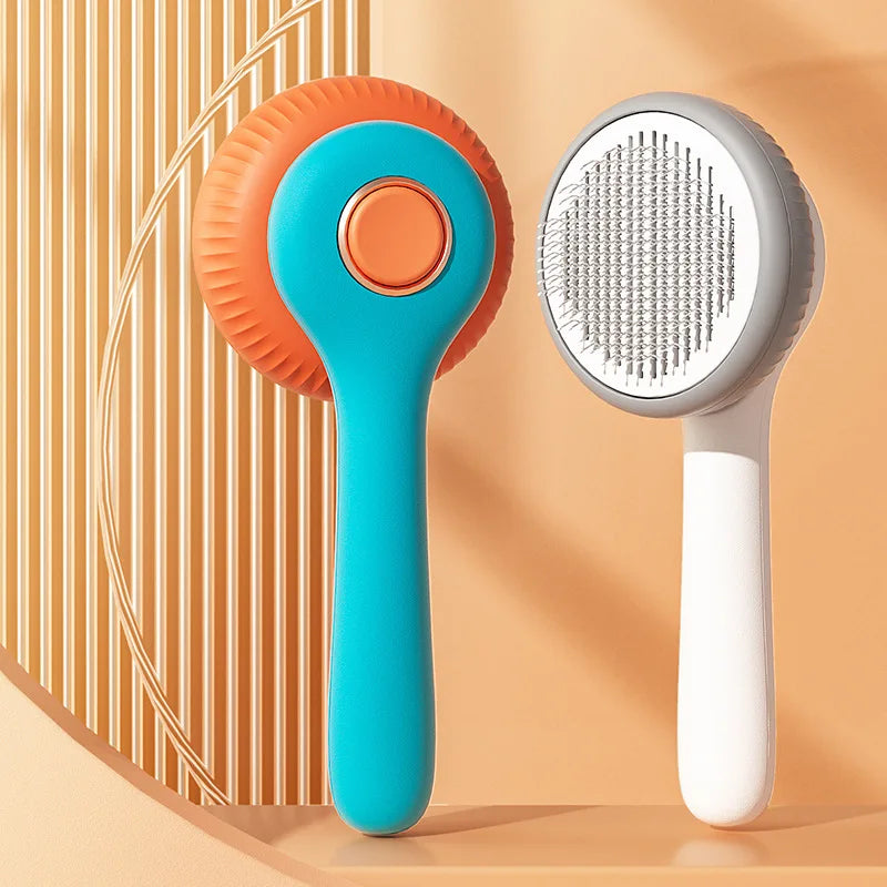 Pet Grooming Brushes for Long and Short-Haired Dogs Cats Stainless Steel Comb Self Cleaning Cat  Hair Removal Brushes