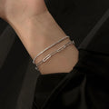Fine 925 Sterling Silver Paperclip Chain Bracelet Women Fashion Stacking Thin Chain Bracelet