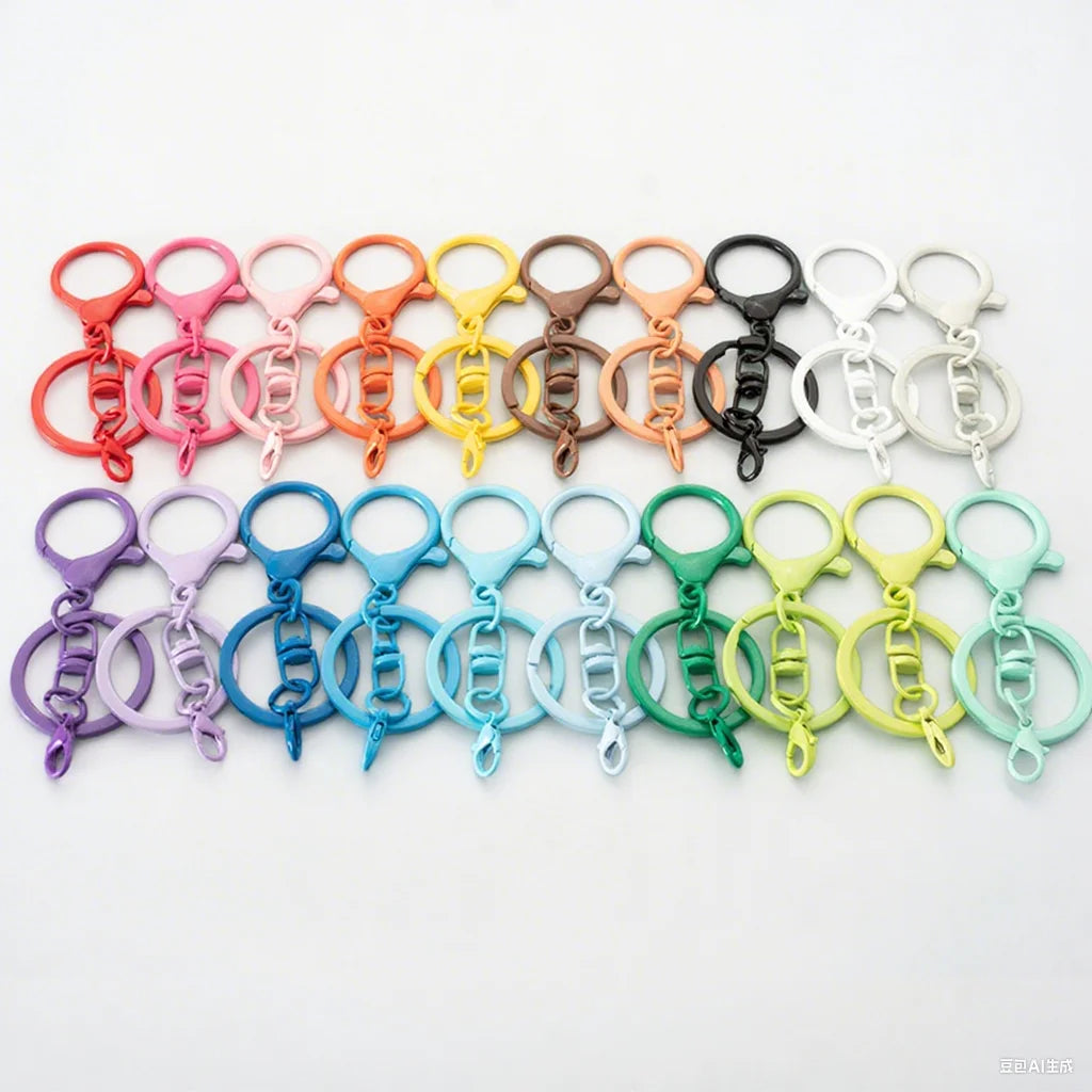 PD618 Factory Hot Sale 30mm Metal Lobster Clasp Keychain Round Color DIY Key Rings
