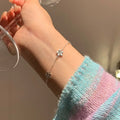 Simple Korea Cute Pure 925 Sterling Silver Thin Chain Flower Charms Bracelets for Women Girls Jewelry