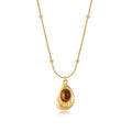 SC Pear-shaped Pendant 18k Gold Necklace Women High Quality Ball Chain Oval Tiger Eye Pendant Necklace Stainless Steel Jewelry