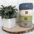 Y-Z Design Custom Nordic Coarse Cotton Rope Knit Crochet Dish Office Craft Room Bathroom Storage Basket