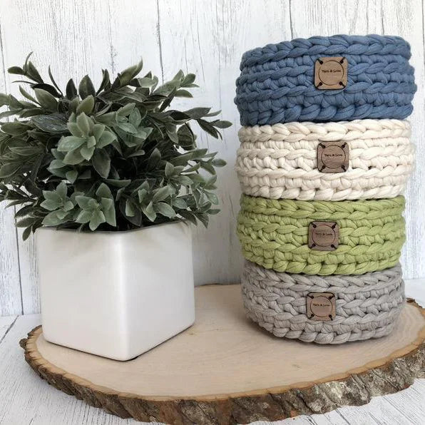 Y-Z Design Custom Nordic Coarse Cotton Rope Knit Crochet Dish Office Craft Room Bathroom Storage Basket