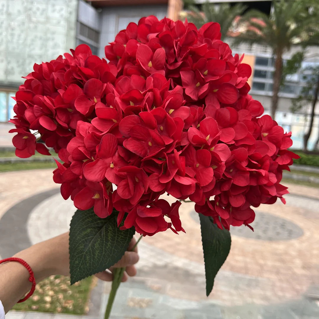 O-X679 Wholesale 5 Forks Pink White Flowers Hydrangeas Large Size Silk Hydrangeas Flowers Artificial Wedding for Decorations