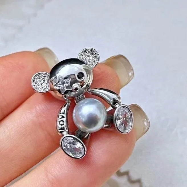 P1312 7-8mm DIY Natural  Freshwater Pearl Charm Pendant Necklace Accessory 925 Sterling Silver Jewelry for Women Without Chain