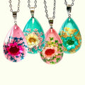 Ivy Water Drop Resin Jewelry with Real Flower Epoxy Dried Flower Jewelry Pressed Flower Pendants Necklace