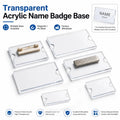 CNAWO Personalized Transparent Acrylic Name Badge Base with Customized Logo Magnetic/Pin Back Durable Multiple Sizes Available