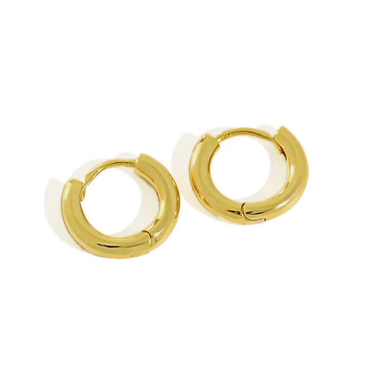 WMCE021 Gold Plated Women's Punk Hip-hop Earrings Simple Round Circle Small Ear Hoop Jewelry for Weddings Parties and Gifts