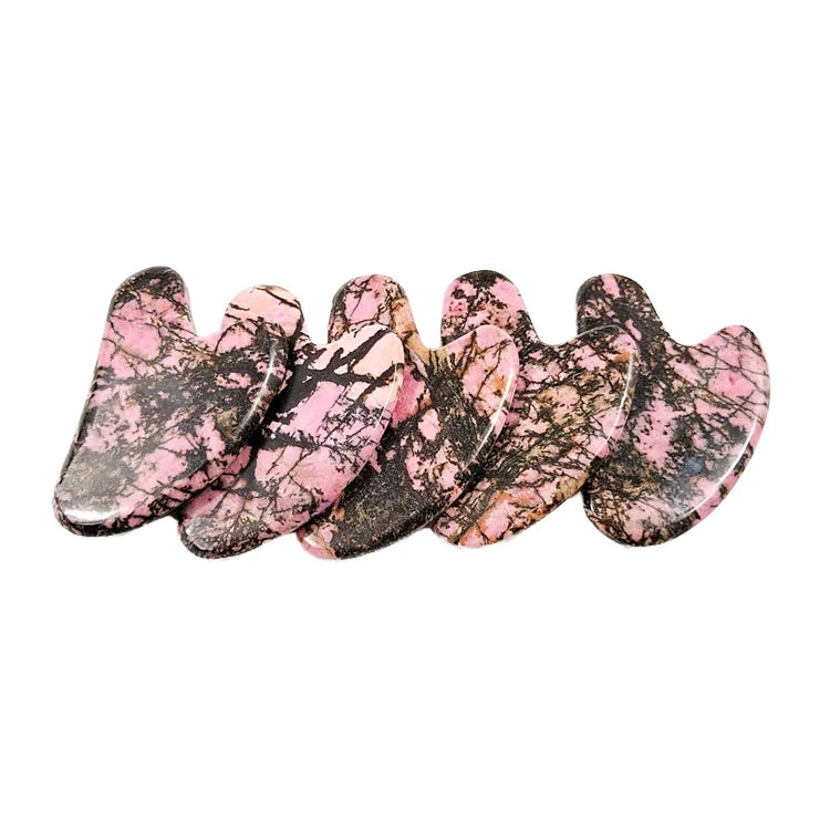 DIY Factory Price Natural Hand Made Rhodonite Heart Shape Gua Sha
