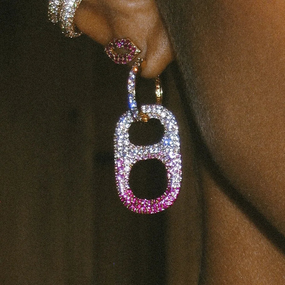 2025 Fashion Rainbow Colors Micro Pave Pop Drop Earrings for Women Jewelry Personalized Pig Nose Earrings