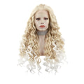 Celebrity  Blonde White Curly Futura Heat Resistant Henlon Fibre Transparent Synthetic Hair Lace Front Party Wigs