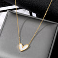 VKME Fashion Colorful Fritillaria 18K Gold Plated 316L Stainless Steel Heart Pendant Necklace Mother's Day Gift