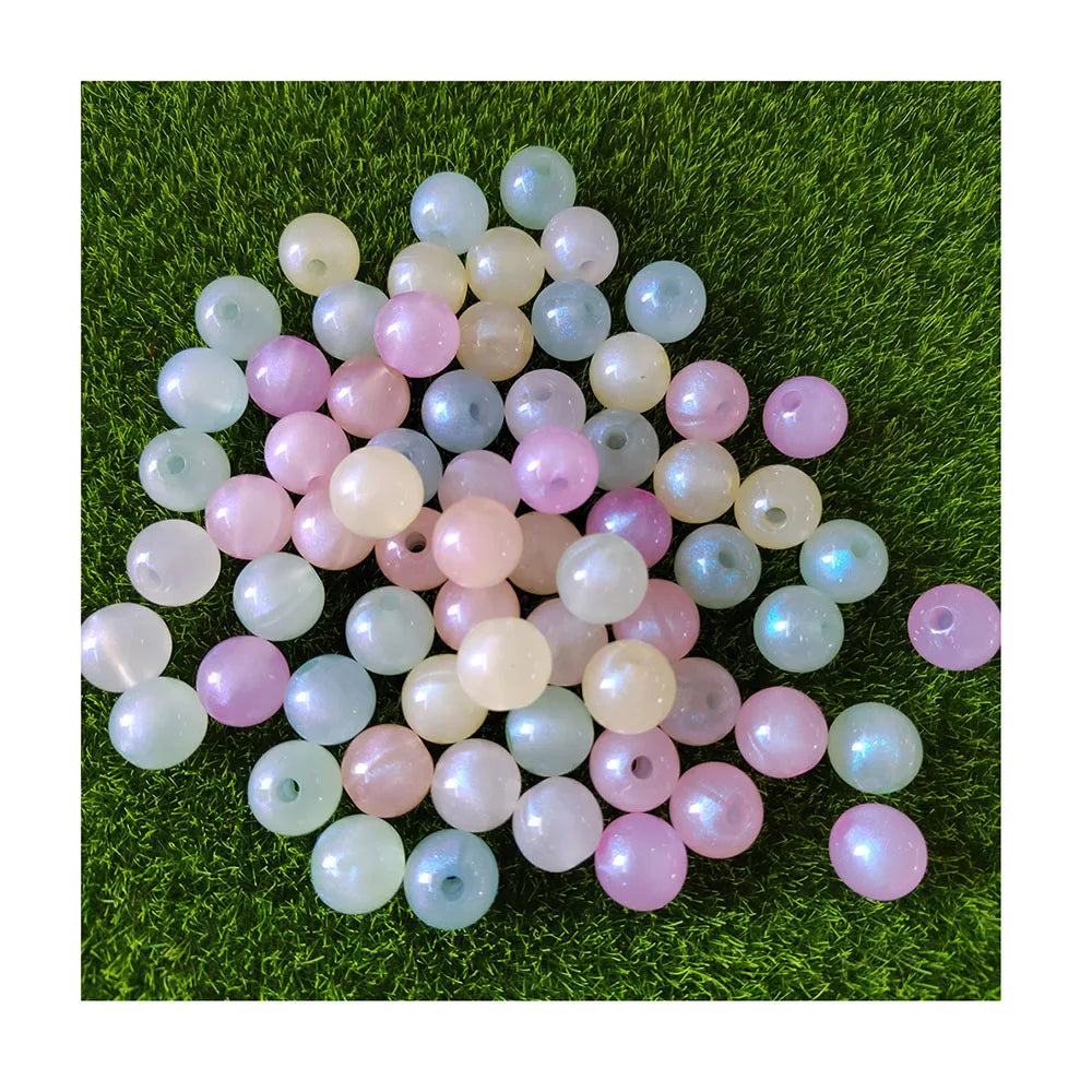 New Popular Pearl Like Acrylic Loose Spacer Beads Colorful Round Ball Beads Charms for Necklace Bracelet Jewelry Making Supplier