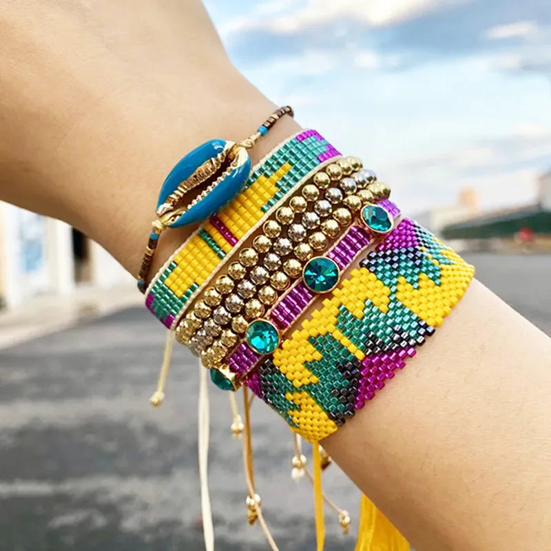 Factory Custom Boho Handmade Braided Beaded Adjustable Colorful Miyuki Seed Bead Friendship Bracelets Sets for Women Jewelry