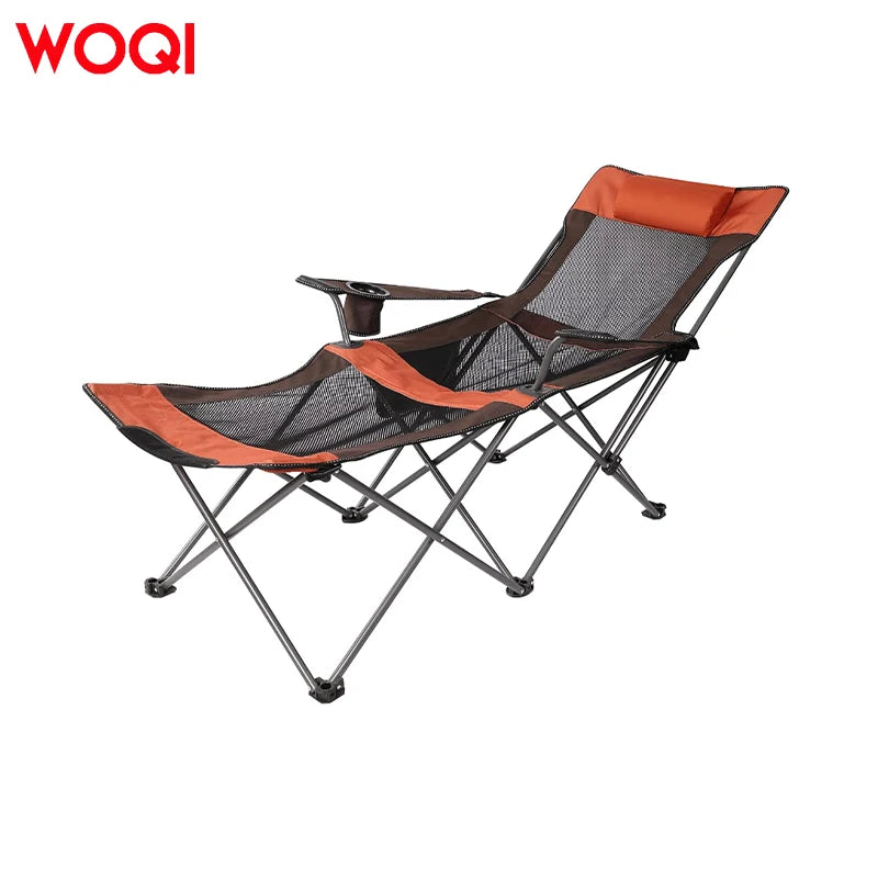 WOQI 2-in-1 Lightweight Metal Mesh Lounger Portable Folding Beach Chair for Adults Modern Outdoor Furniture for Garden & Gym Use
