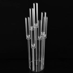 Shining Wedding Table Decoration 6 Arms Crystal Candle Holder Candlestick Glass Crystal Candelabra