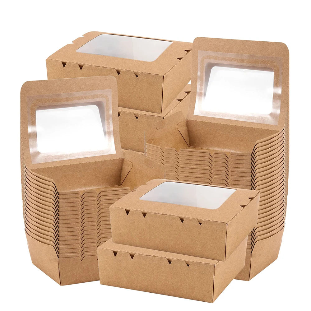Biodegradable Fast Food Container Packaging Composatable Take Away Lunch Paper Box PLA Coating for 300pcs Per Carton