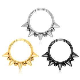 G23 Titanium Cone Spike Horseshoe Circular Septum Nose Ring Hoops 16G Clicker Ring Ear Tragus Cartilage Piercing Body Jewelry