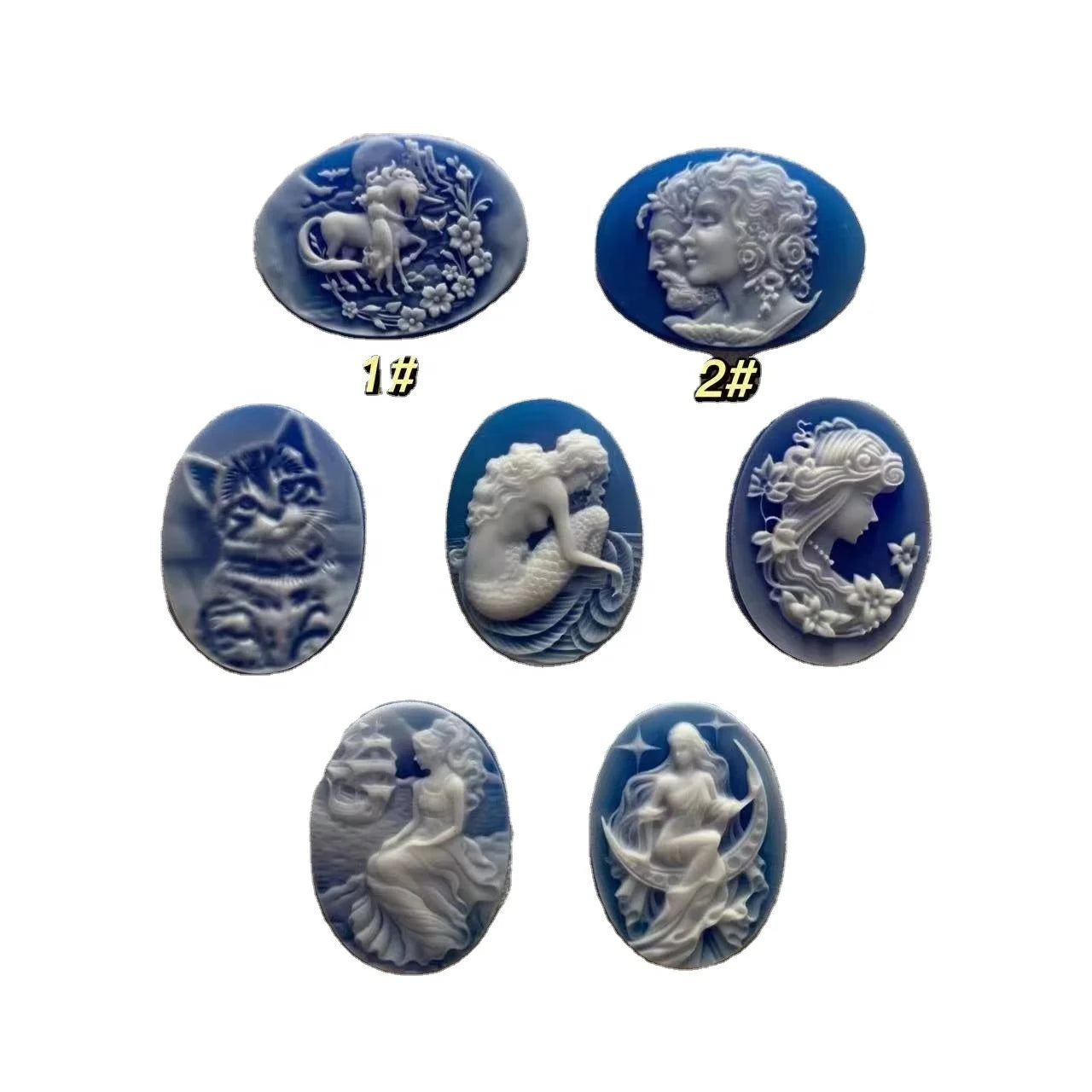Large Size LG2230 Engraved Victoria Style Lady Portrait Loose Oval Agate Cameos Vintage Semi-Precious Gemstone Jewelry Making