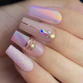 Factory Middle Ballerina Coffin Pink Acrylic Press French Tip Nails ABS Manicure Stick-On Artificial Fingernails