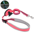 Multi-Functional Reflective Nylon Dog Leash with Padded Handle Tangle-Free and Poop Bag Holder Solid Pattern