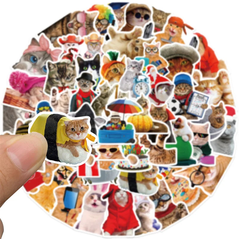50pcs Funny Cat Dog Stickers Waterproof Aesthetic Vinyl Stickers Dog Face Decals for WindowWaterBottlesLaptopComputer