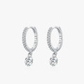 Ailmay Charm Round Clear Zirconia Hoop Earrings 925 Sterling Silver Sparkling Ear Buckles for Women Wedding Statement Jewelry