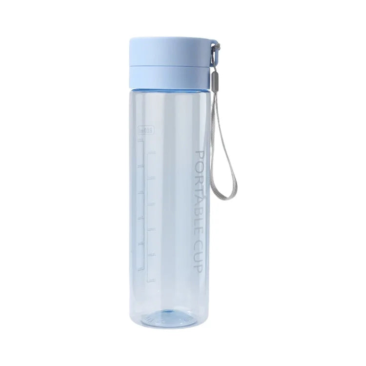 Clear Plastic Water Bottle Portable 800ml Lemon Round Slim Transparent Drink Bottle with Lid