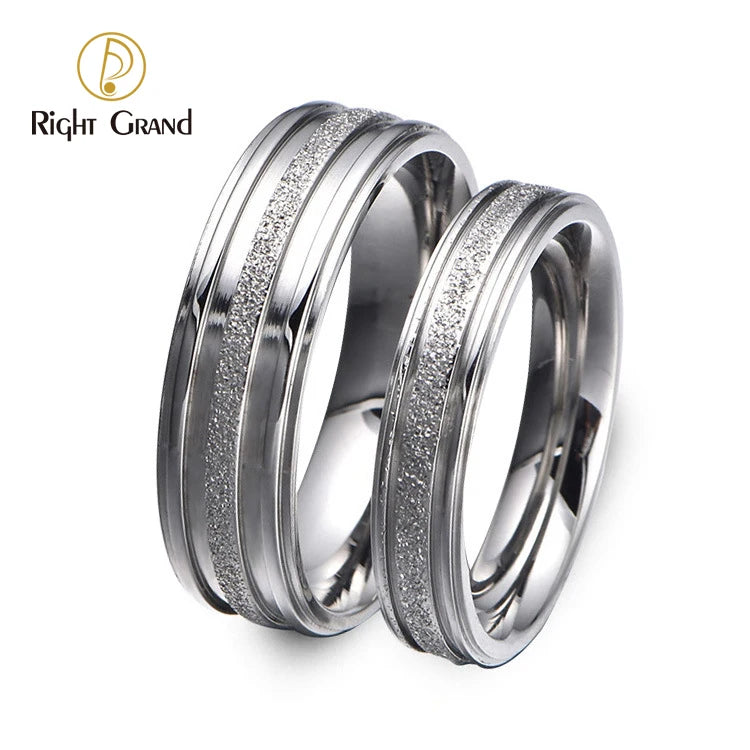 New Fashion Ring Popular Stainless Steel Couple Jewelry Ring Frosted Wedding Gift Party Ring