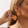 European American Retro Color Enamel Flower Earrings Summer Fresh Sweet INS Wind Drop Oil Gold Plated Exquisite and Elegant