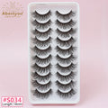 Abestyou Plant Fiber Lashes 10 Pairs Pack Full Strip Soft for Volume Handmade Natural Long False Eyelashes Thick Curly