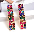 Trendy rainbow Color Glass Rhinestone Drop Stud Earrings Statement Geometric Rectangle Dangle Earrings Long Pendants ZA Jewelry