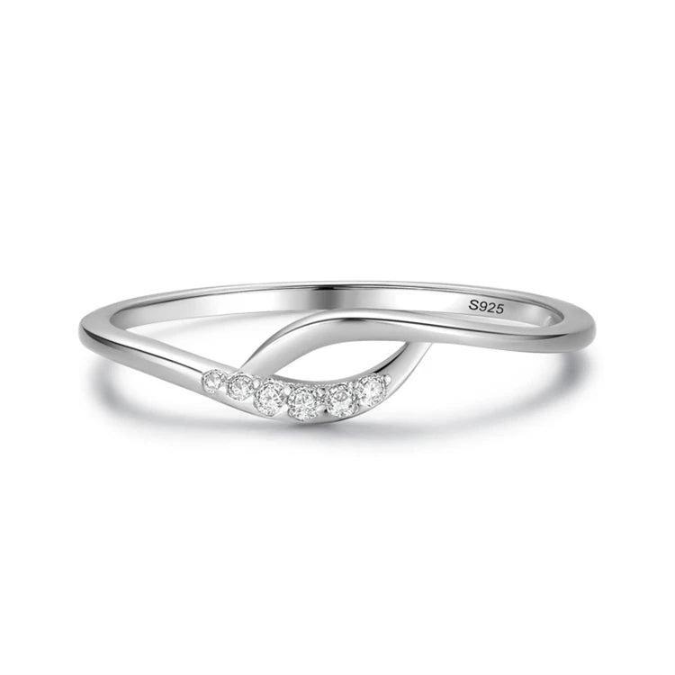 Fashion Jewelry 925 Sterling Silver CZ Diamond Women Lines Cross Finger Rings