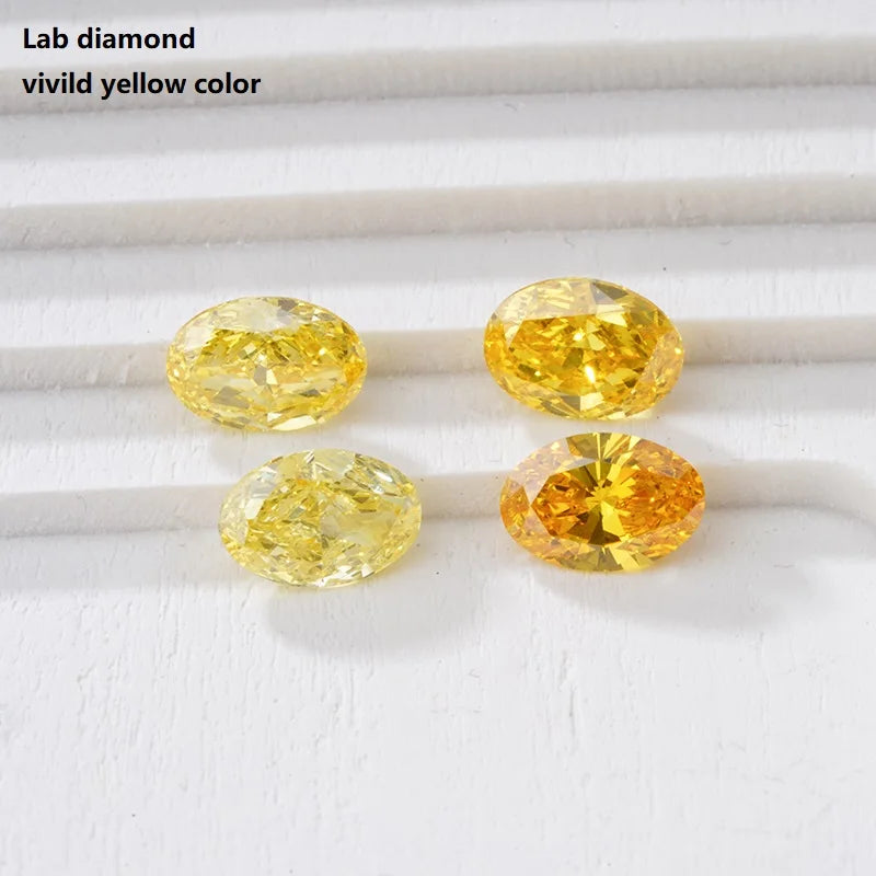 Starsgem Trending 1 Carat Oval Modify Brilliant Cut Hpht Cvd Vivid Yellow VS VVS Lab Grown Diamond Oval Yellow Diamond
