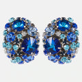 Luxury Gold Silver Plated Statement Clip Earrings Jewelry No Piercing Colorful Rhinestone Geometric Earrings Women