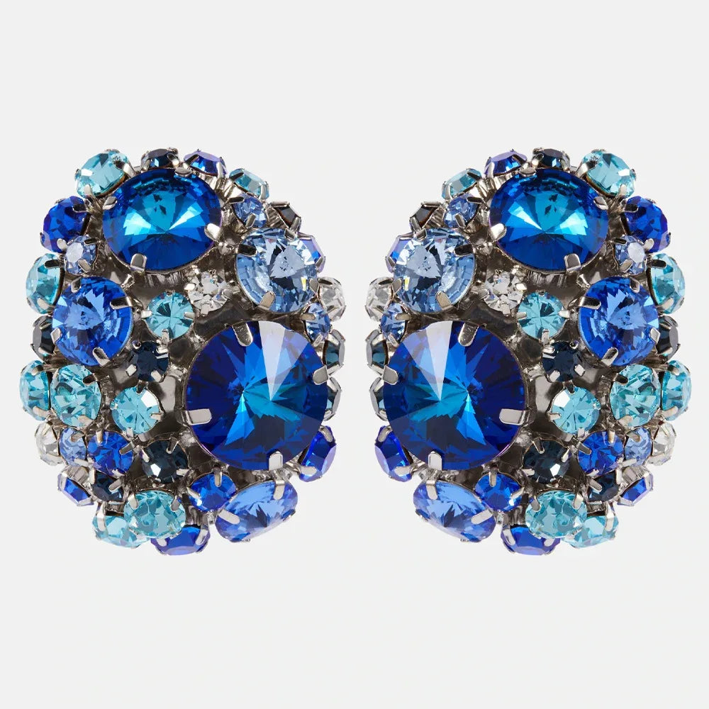 Luxury Gold Silver Plated Statement Clip Earrings Jewelry No Piercing Colorful Rhinestone Geometric Earrings Women