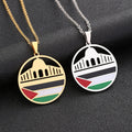 Manufacturer Palestine Map Chain Necklaces Enameled Stainless Steel 18K Gold Plated Enamel Palestinian Flag Map Pendant Necklace