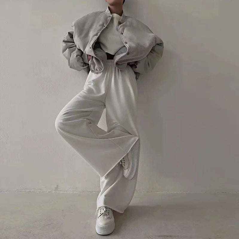 Wholesale Clothes Personalization Custom Fashion Women Knitted Flare Pants High Waist Aesthetic Trousers Female Sweatpants
