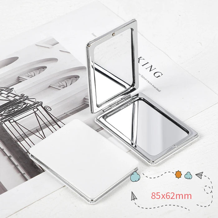 Custom Print Blank PU Square Heart Rectangle Round Small Magnifying Mirror