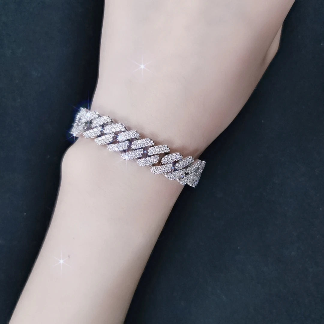 Zuanfa Women&Mens Hip Hop 925 Sterling Silver Moissanite Iced Out Bracelet
