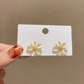 Korean Fresh Style Clear Cat Eye Flower Stud Earrings Flower Shape Opal Stud Earrings for Elegant Women