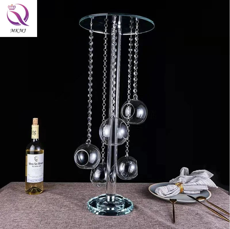 New Wedding Centerpieces Props Crystal Candlestick Holder Flower Stand Transparent and clear Desktop Candelabrum Ornaments
