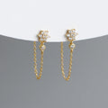 New 925 Sterling Silver Earrings Long Tassel Snow Flower Gold Plated Stud Earrings for Women Jewelry