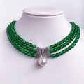 Premium Natural Green Chrysoprase Stone Layered Beaded Choker Necklace for Women Jewellery Gifts Customized
