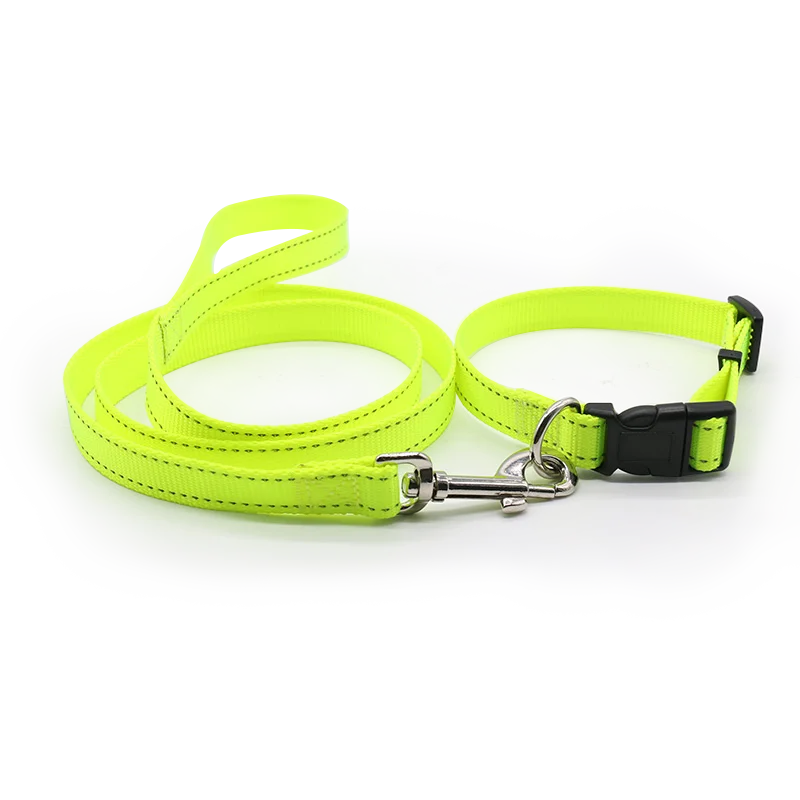 Custom Multi-Color Nylon Dog Collar Pet Leash Heavy Duty Eco-Friendly Solid Pattern Lace Decoration Western Style GPS Wholesale